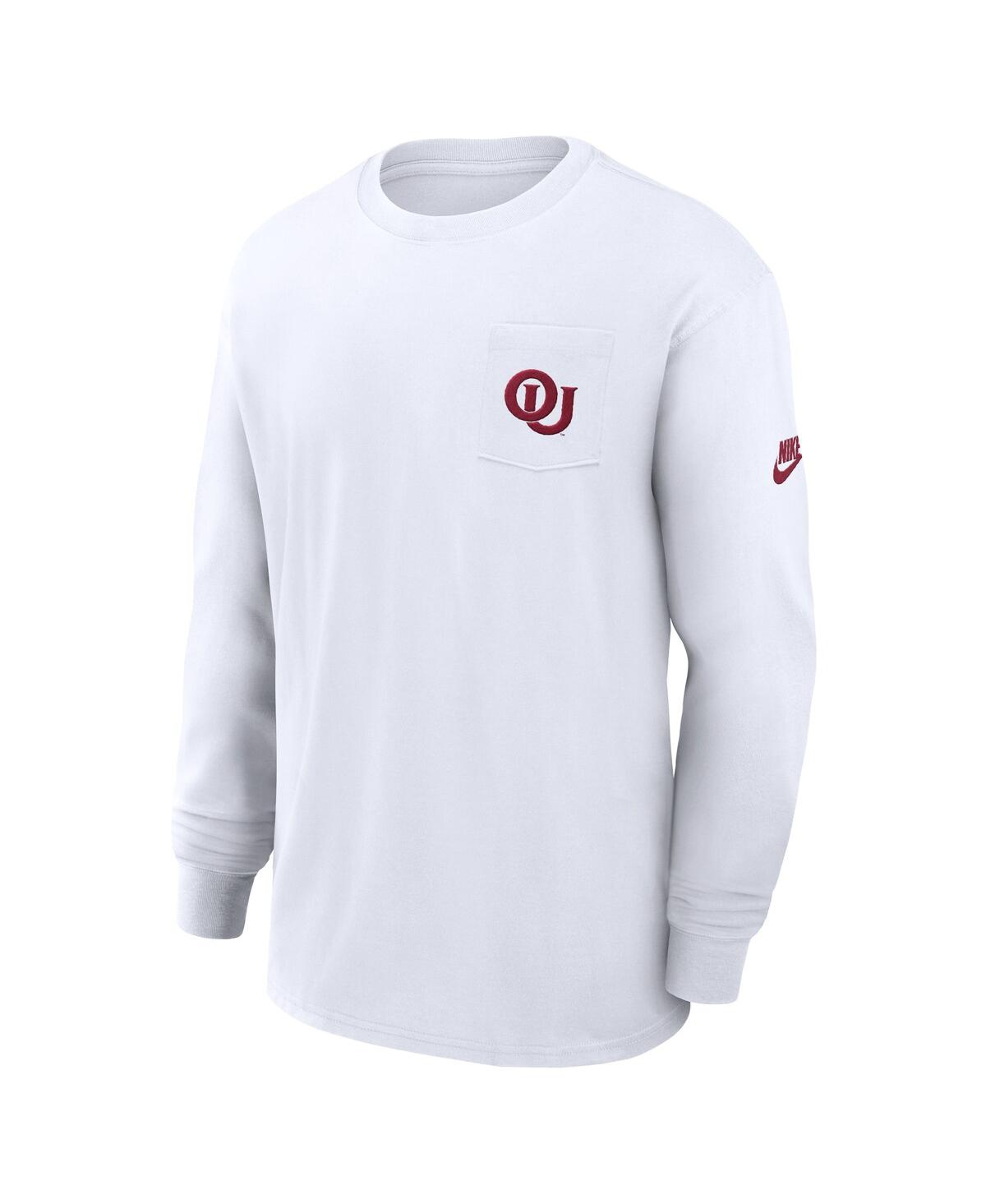 Nike Oklahoma Sooners Legacy Max90 Pocket  Men's College Long-sleeve T-shirt In White