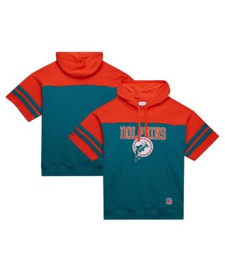 Men's Aqua Miami Dolphins Off Field Vintage-like Logo Short Sleeve Pullover Hoodie