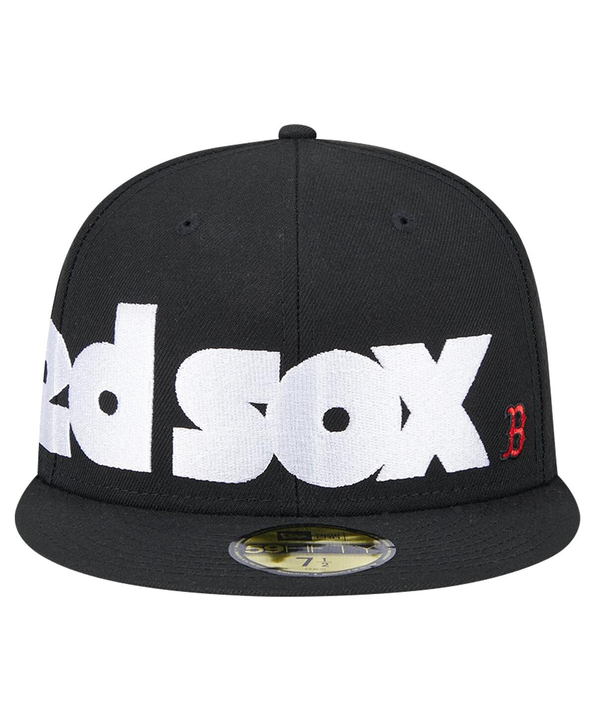 New Era Men'sBoston Red Sox Checkered Undervisor 59FIFTY Fitted Hat - Black