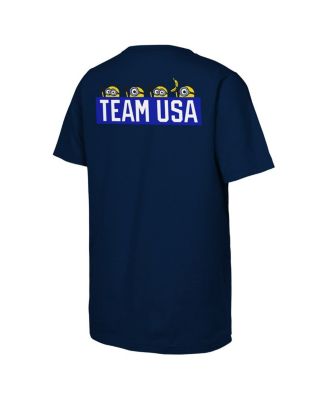 Big Boys and Girls Navy Team USA Minions Flag Rings T-Shirt