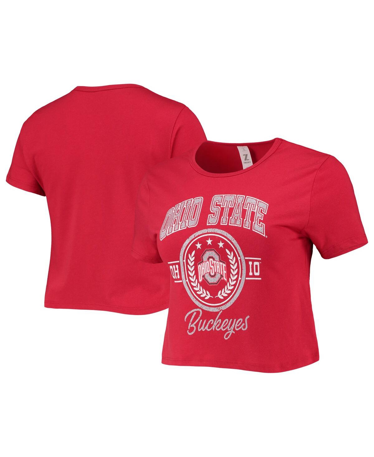 Women's Scarlet Ohio State Buckeyes Core Laurels Cropped T-Shirt - Scarlet