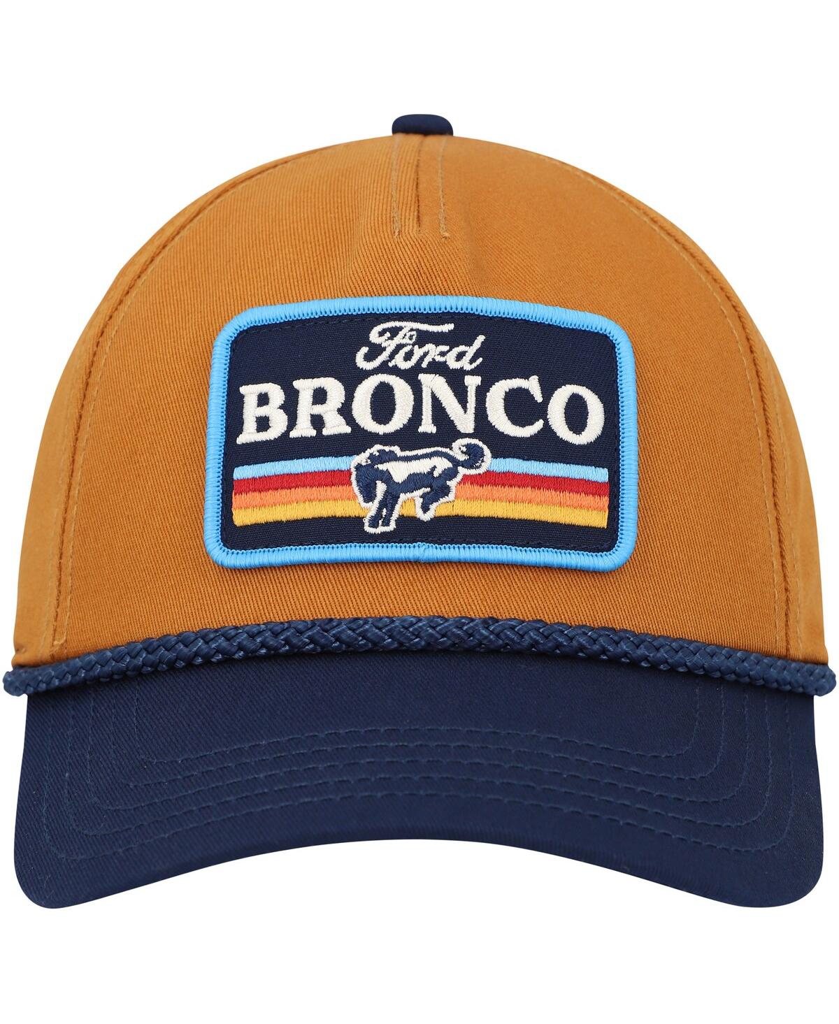 AMERICAN NEEDLE MEN'S BROWN/NAVY BRONCO ROSCOE ADJUSTABLE HAT 