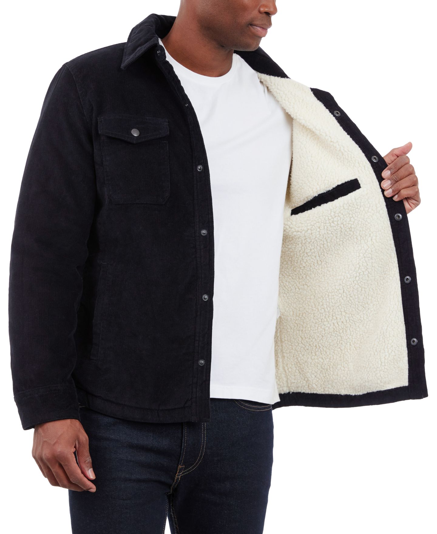 Мужская куртка Lucky Brand Corduroy Shirt Jacket, цвет: Чёрный — фото 3