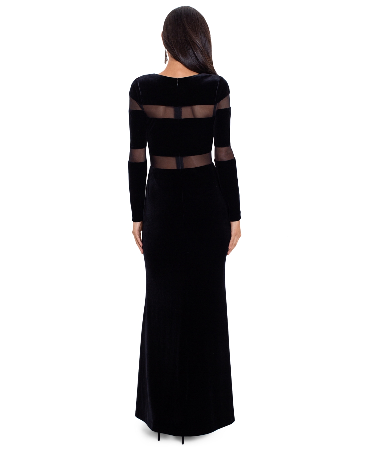 Betsy & Adam Women's Velvet Illusion Gown