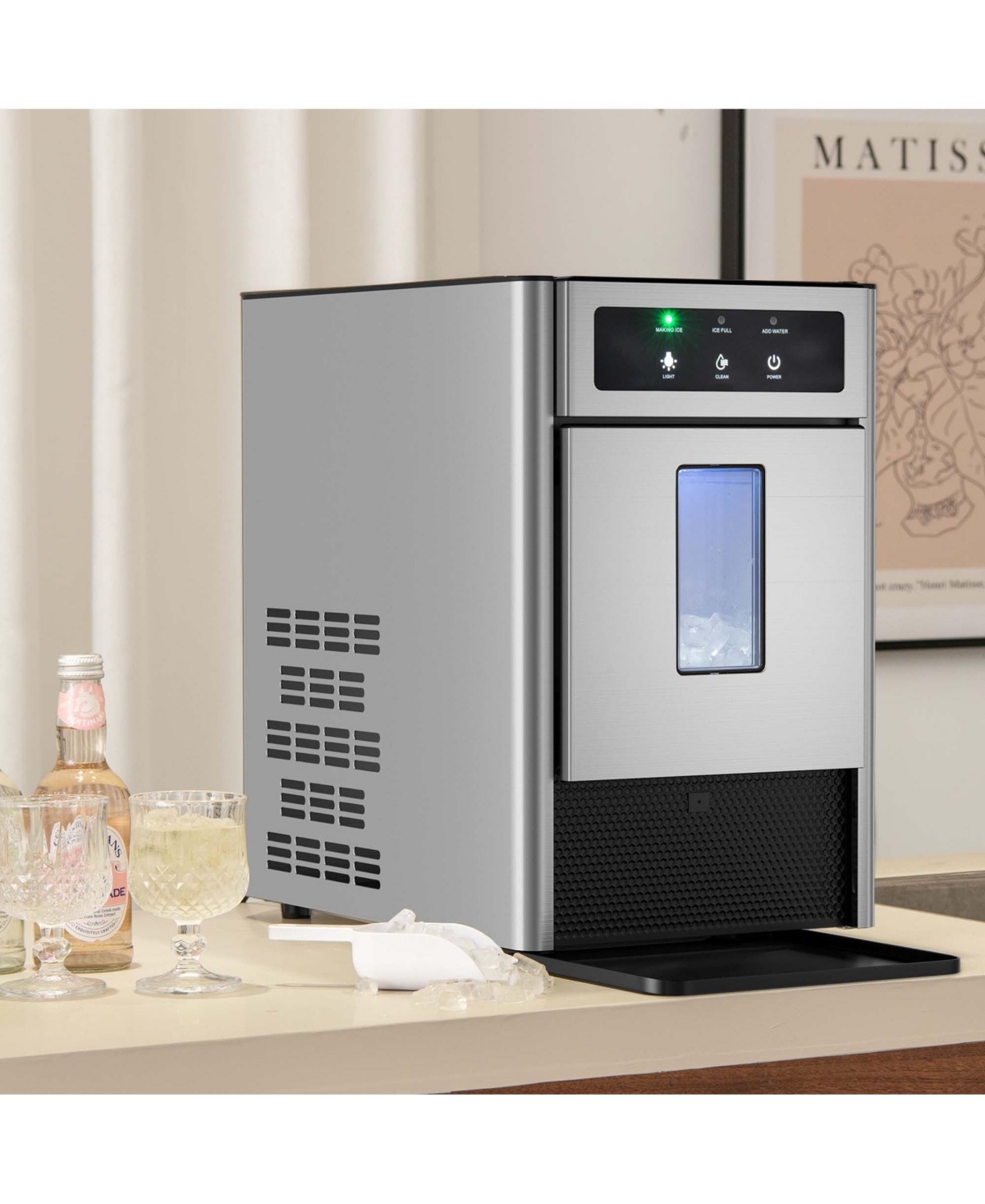 Costway Countertop Nugget Ice Maker with Self-Cleaning Function Manual & Auto Water Refill