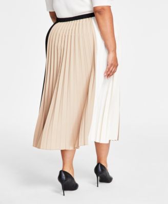 【AAKE】CLASSIC PLEATS MIDI SK Anne Klein Plus Size Colorblock Pleated Midi Skirt - Macy's