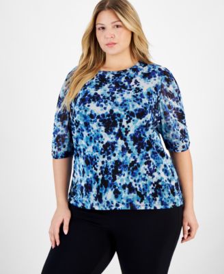 Anne Klein - Plus Size Scoop-Neck Half-Sleeve Top