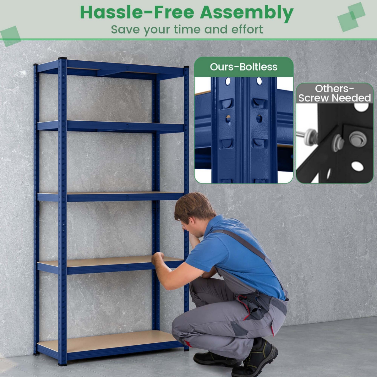 5 Tier Adjustable Garage Shelving Unit with 2000 lbs Max Load for Warehouse