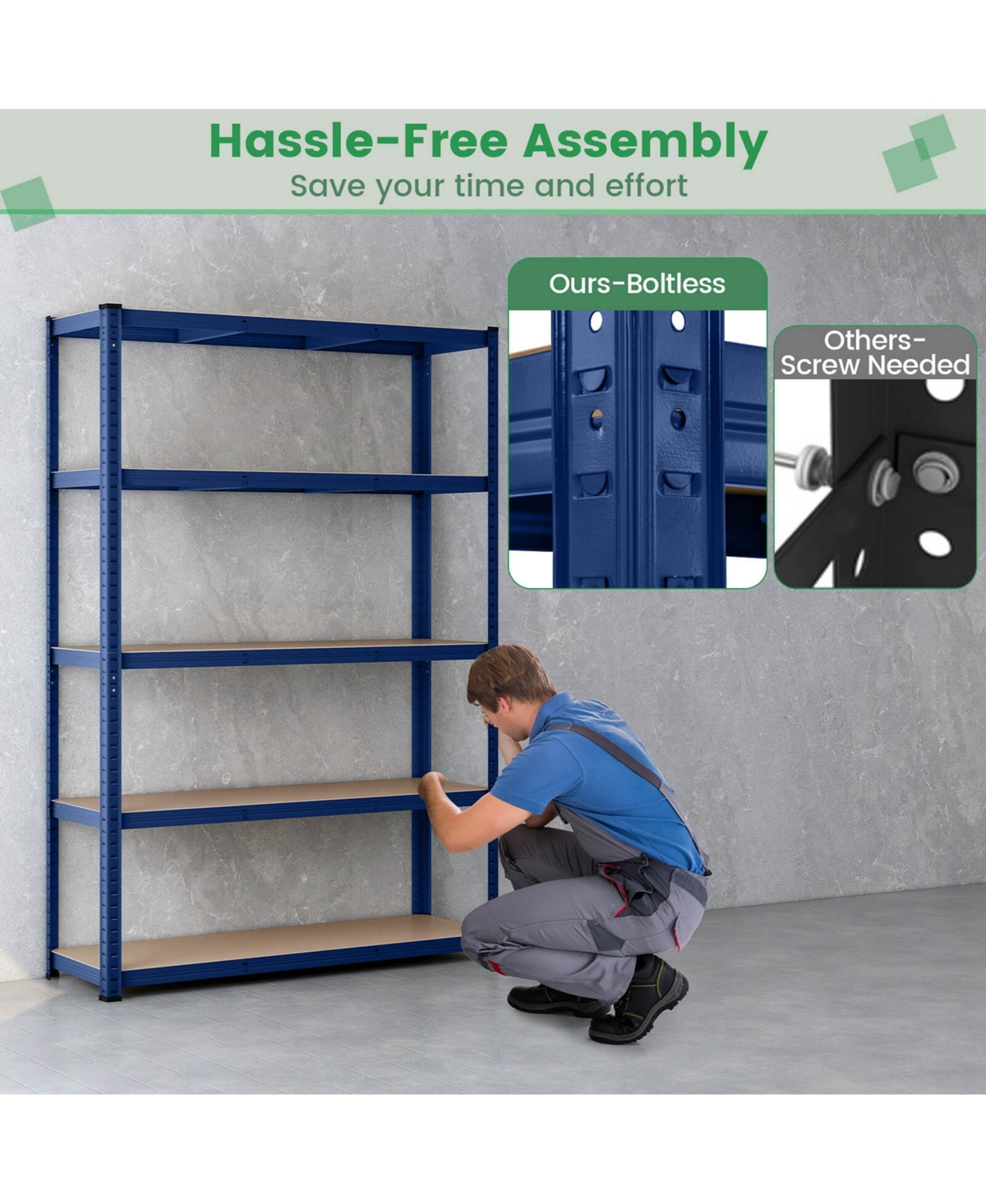 5 Tier Adjustable Garage Shelving Unit with 2200 lbs Max Load for Warehouse39