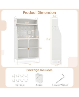 5-tier Metal Kitchen Bakers Rack with Pegboard 8 Hooks 5-position Adjustable Shelf