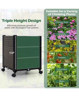 6.6 FT Tall Metal Garden Arbor with 2 Raised Garden Planters Arch Trellis Outdoor