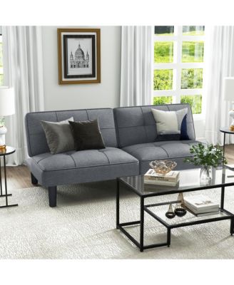 Convertible Folding Futon Sofa Bed with 6-Position Adjustable Backrest Cushion