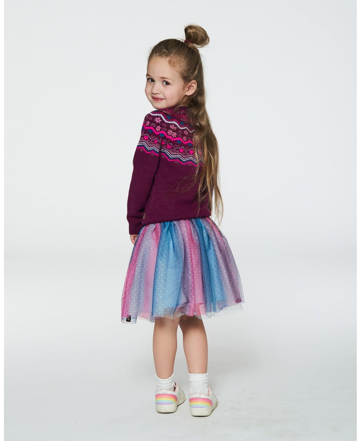 Deux par Deux Big Girls Vertical Striped Tulle Skirt - pink, mauve