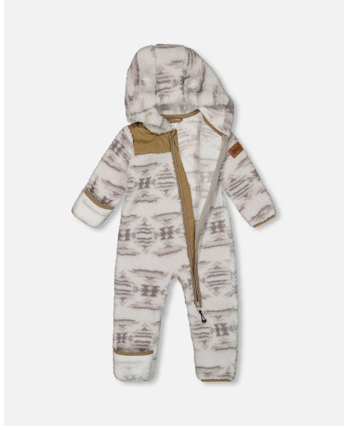 Deux par Deux Baby Baby Unisex Baby One Piece Plush Gray And Beige - Gray and beige