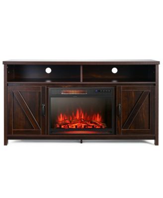 59'' Fireplace TV Stand W/ 25'' 1350W Electric Fireplace Heater Coffee