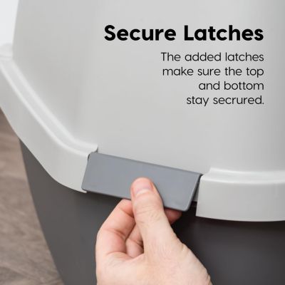 Large Hooded Corner Cat Litter Box with Scoop, Gray