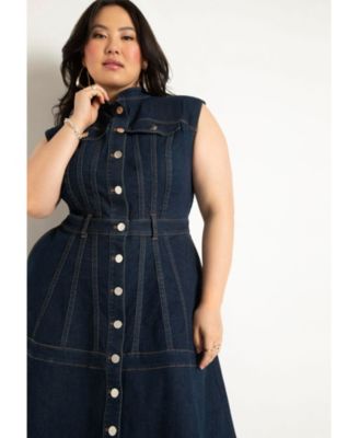 Women's Plus Size Fit & Flare Denim Dress