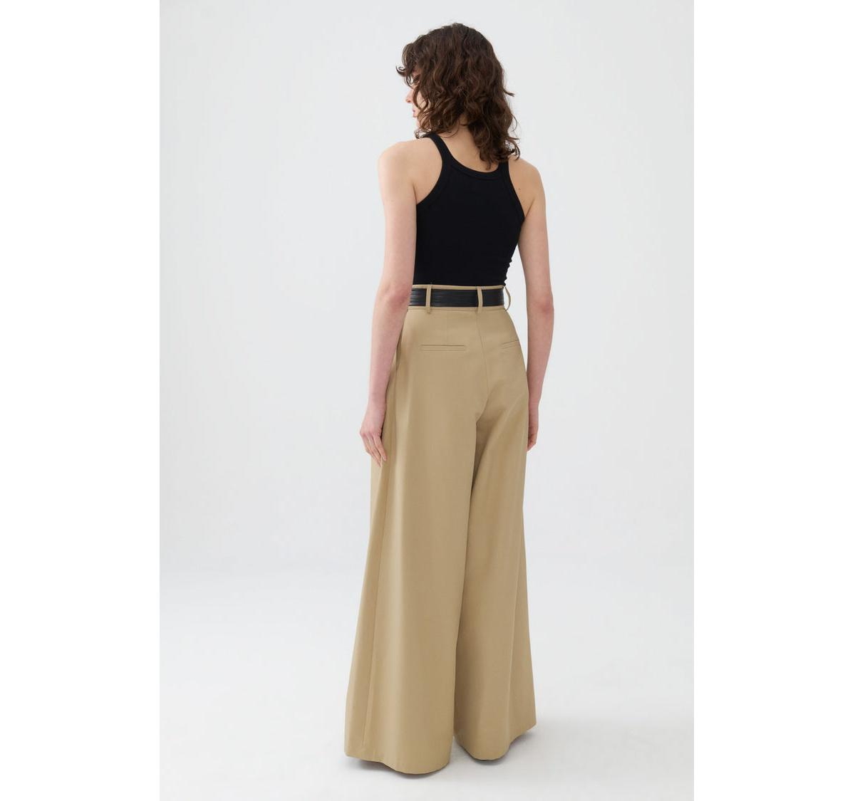 Nocturne Women's High Waist Pleated Pants -pastel green
