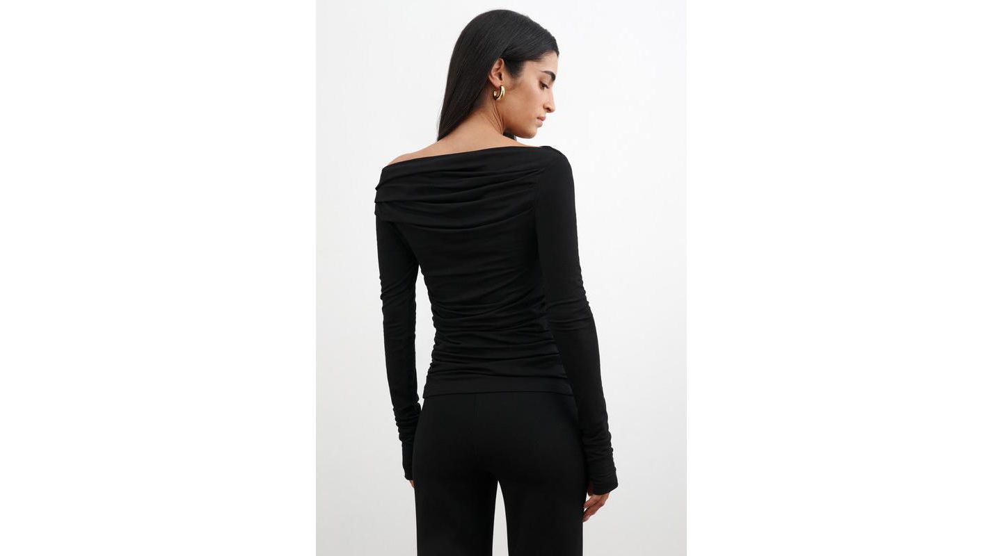 Женский топ Marcella Cooper Convertible Draped Boat-Neck Jersey Top, цвет: Чёрный — фото 3