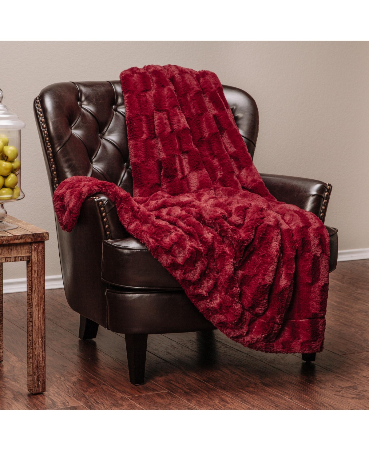 Chanasya Premium Fuzzy Faux Fur Rectangular Embossed Blanket - Super Soft and Warm Lightweight Reversible Mink for Couch, Home, Living Room, and
