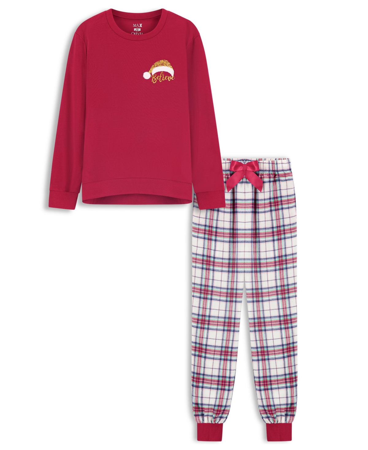 Max Olivia Kids Max And Olivia Girls Holiday 2pc Pajama Pant Set In Red ModeSens