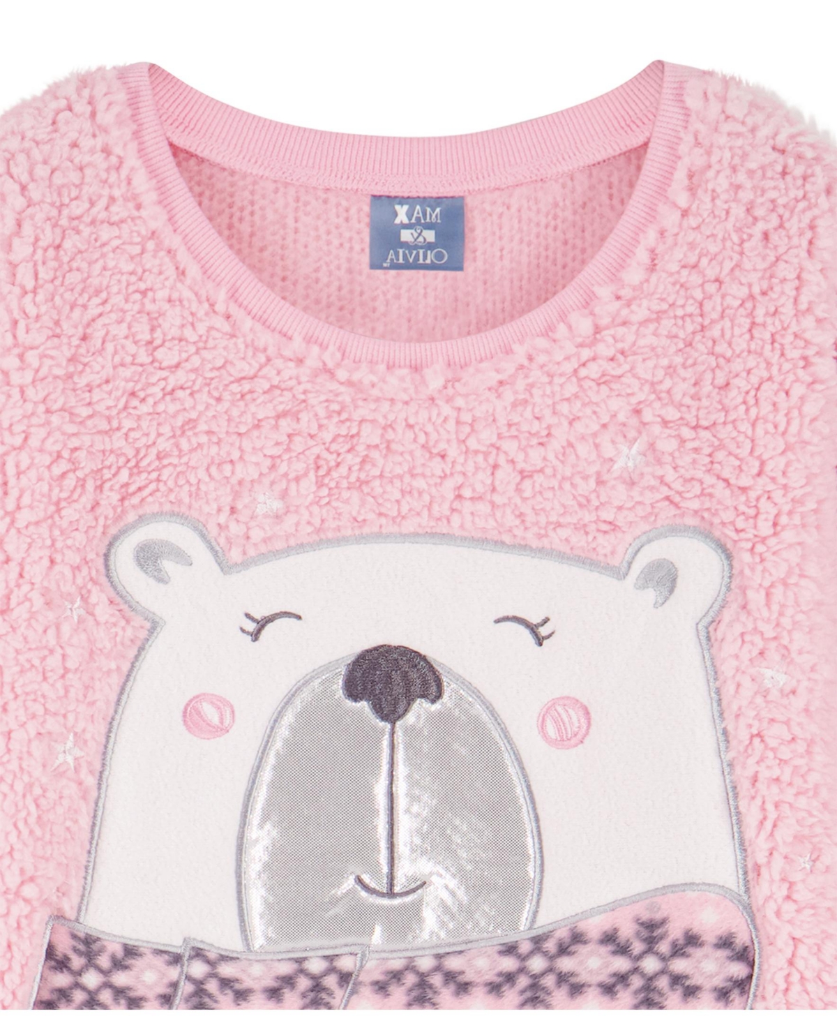 MAX & OLIVIA MAX AND OLIVIA GIRLS SHERPA TOP WITH JOGGER PANT PAJAMA 2PC SET 