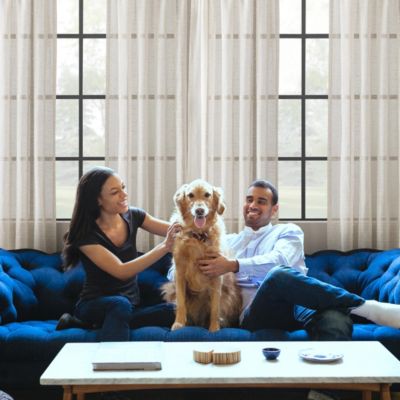 Textured Slub Stripe Anti-Dust Linen Blend Sheer Curtain Panel