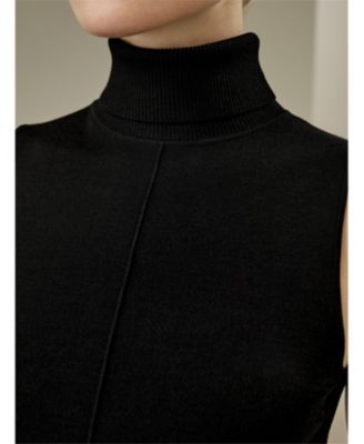Women's Silk Knitted Turtleneck Sleeveless Top