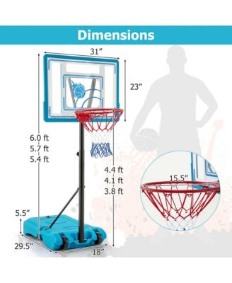 Pool Basketball Hoop 3.8-4.4 FT Adjustable Poolside BasketballGoal System