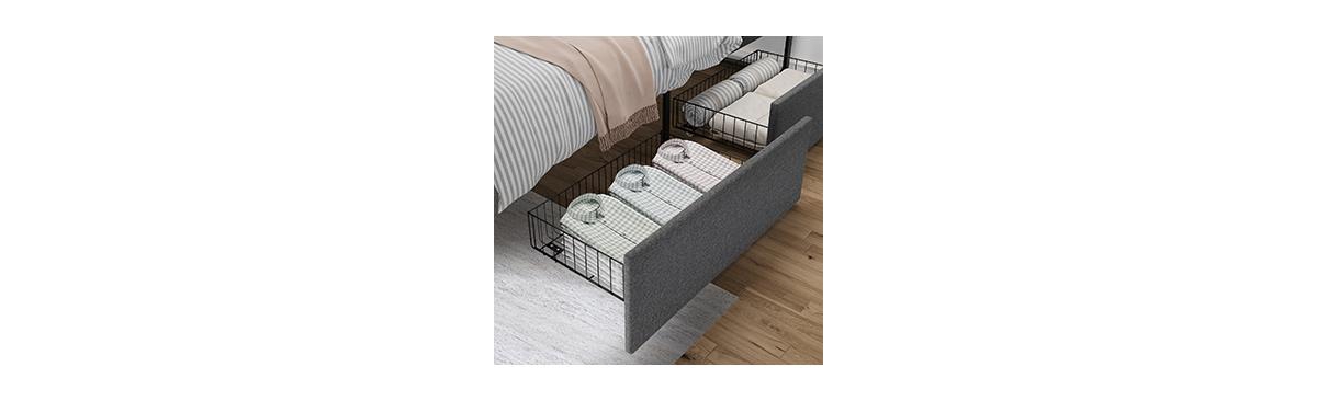 gaomon Queen Size Platform Bed Frame with 2 Storage Drawers and Headboard, Mattress Foundation with Metal Slats Support, Solid and Stable, No Box Spri