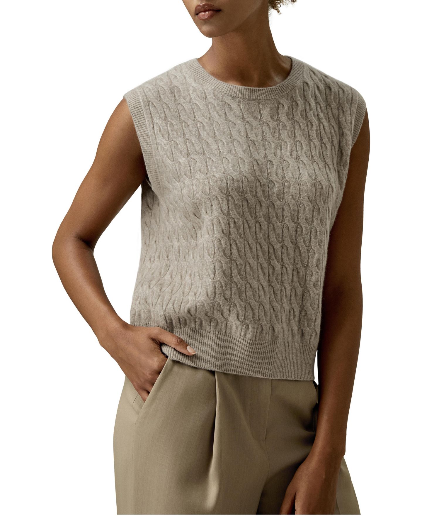 Женский жилет LILYSILK Baby Cashmere Sweater Vest, цвет: Верблюжий — фото 1
