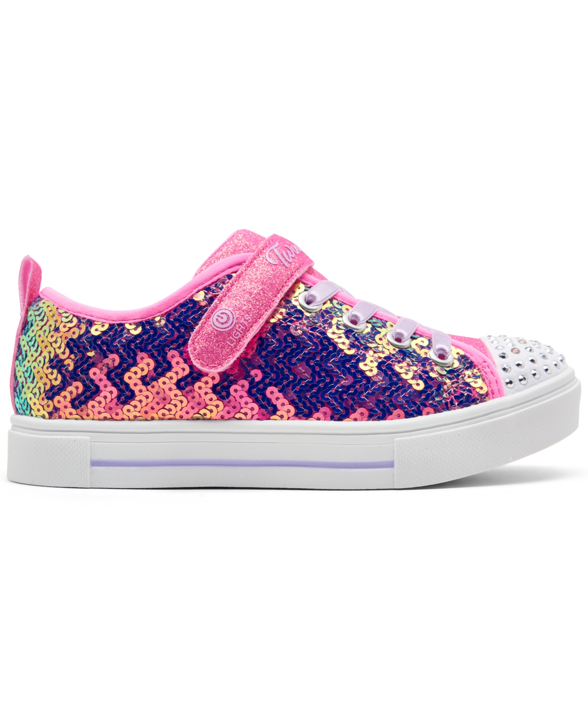 Skechers Little Girls Twinkle Toes: Twinkle Sparks - Sequin Party Light-Up Fastening Strap Casual Sneakers from Finish Line -Multi