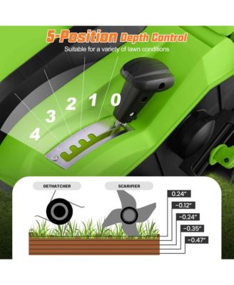 16-Inch Electric Dethatcher & Scarifier 15A 2-In-1 Lawn Dethatcher