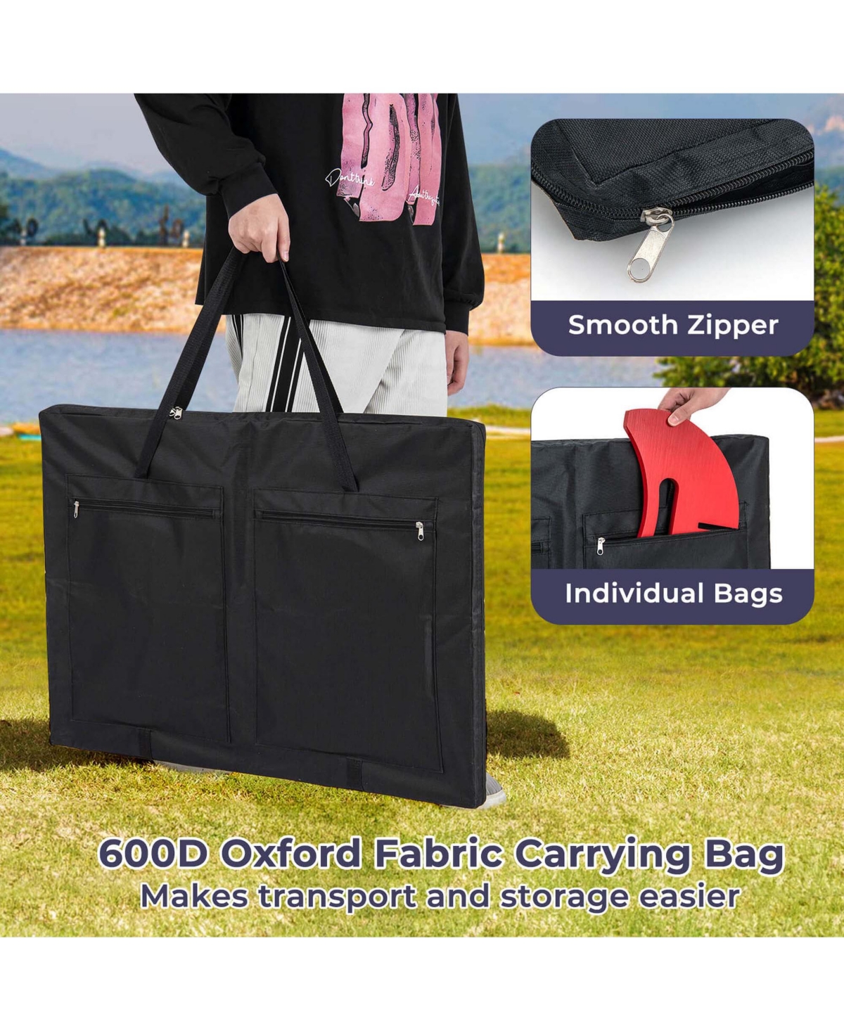 Costway 4-in-a-row Game Set with 42 Pcs Chips & 600D Oxford Fabric Carrying Bag Wooden