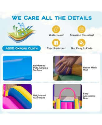 6-in-1 Kids Inflatable Bounce House with Slide Jumping Area Ball Pit Pools Castle without Blower