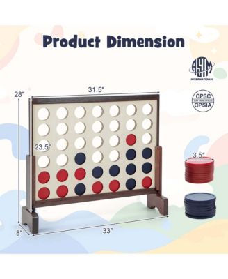 4-in-a-row Game Set with 42 PCS Chips & 600D Oxford Fabric Carrying Bag Wooden