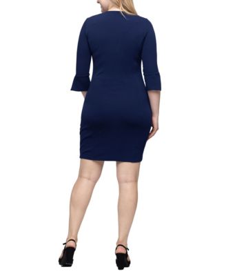Women's Keyhole Three Quarter Sleeve Mini Dress