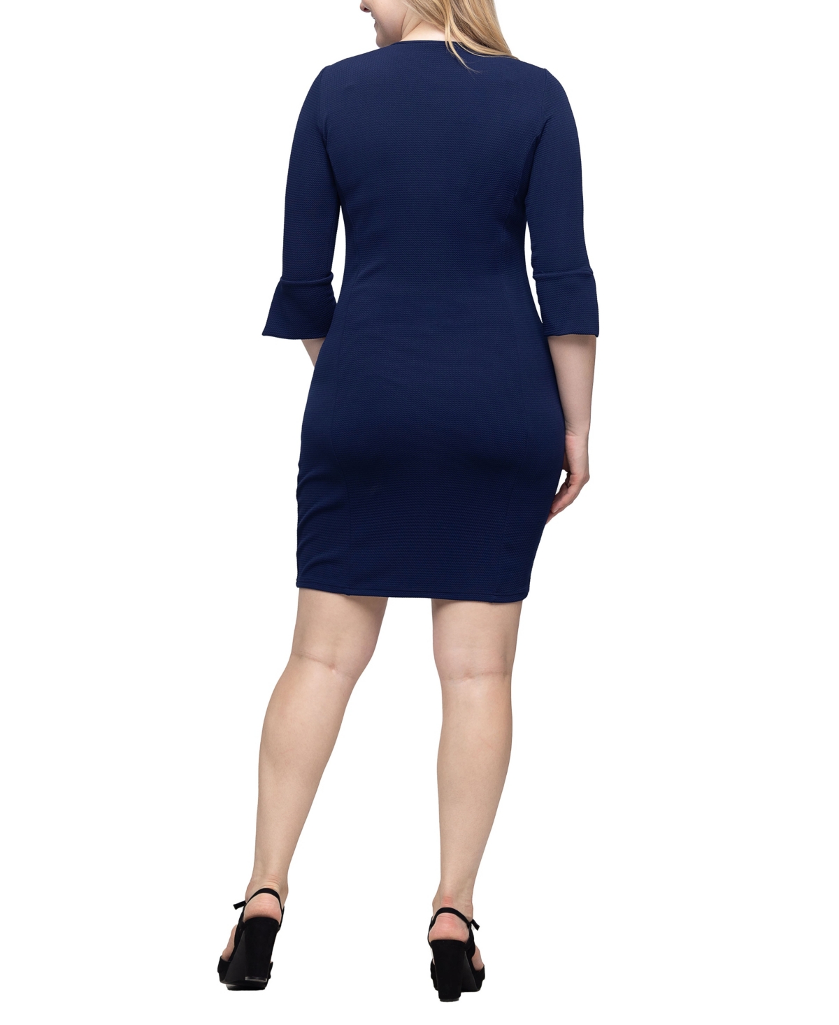 24seven Comfort Apparel Women's Keyhole Three Quarter Sleeve Mini Dress