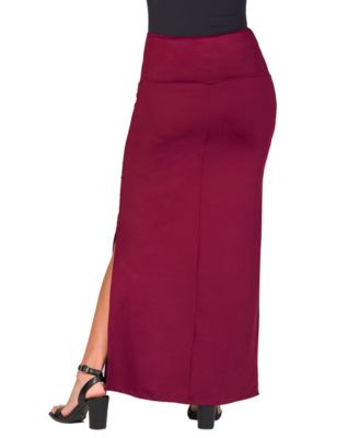 Women's Versatile Side Slit Elastic Waist Maxi Skirt