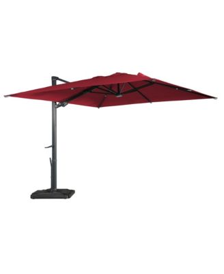10 ft. 360 B0; Rotation Square Cantilever Patio Umbrella with Base and LED Light
