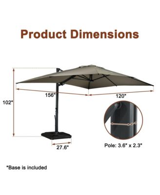 10 x 13 ft. 360&deg; Rotation Cantilever Patio Umbrella with Base and LED Light