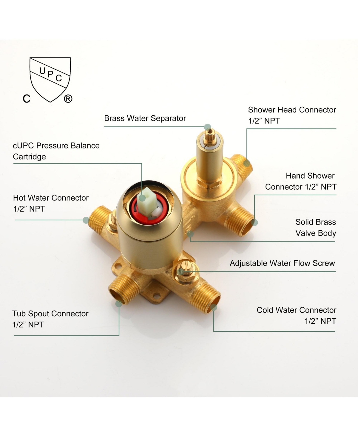 Boyel Living Ceiling Mount Single-Handle 1-Spray Tub and Shower Faucet 12 Inch (Valve Included) - Brushed gold