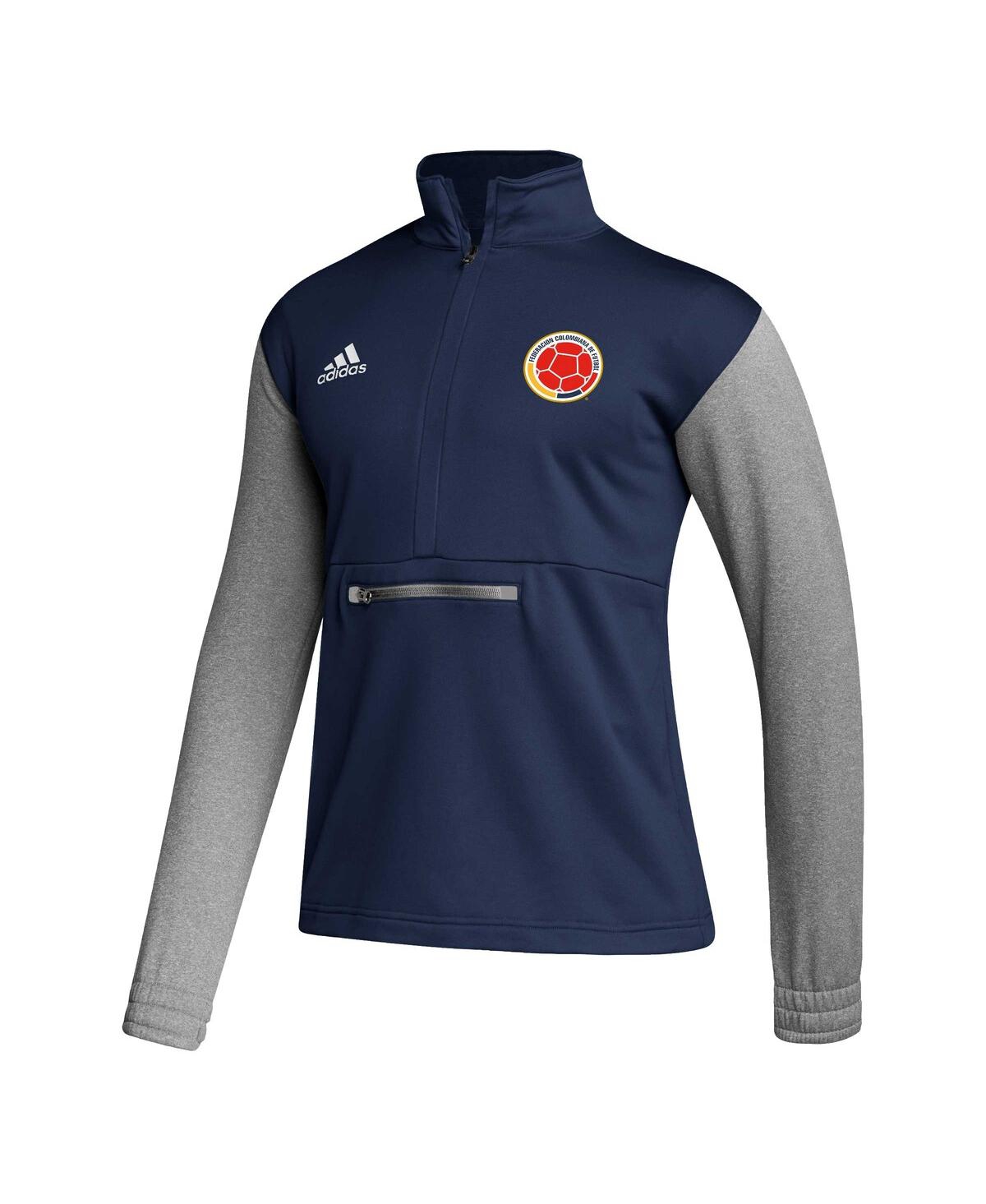 Adidas Men'sColombia National Team Crest Long Sleeve Half-Zip Top - Navy, Gray