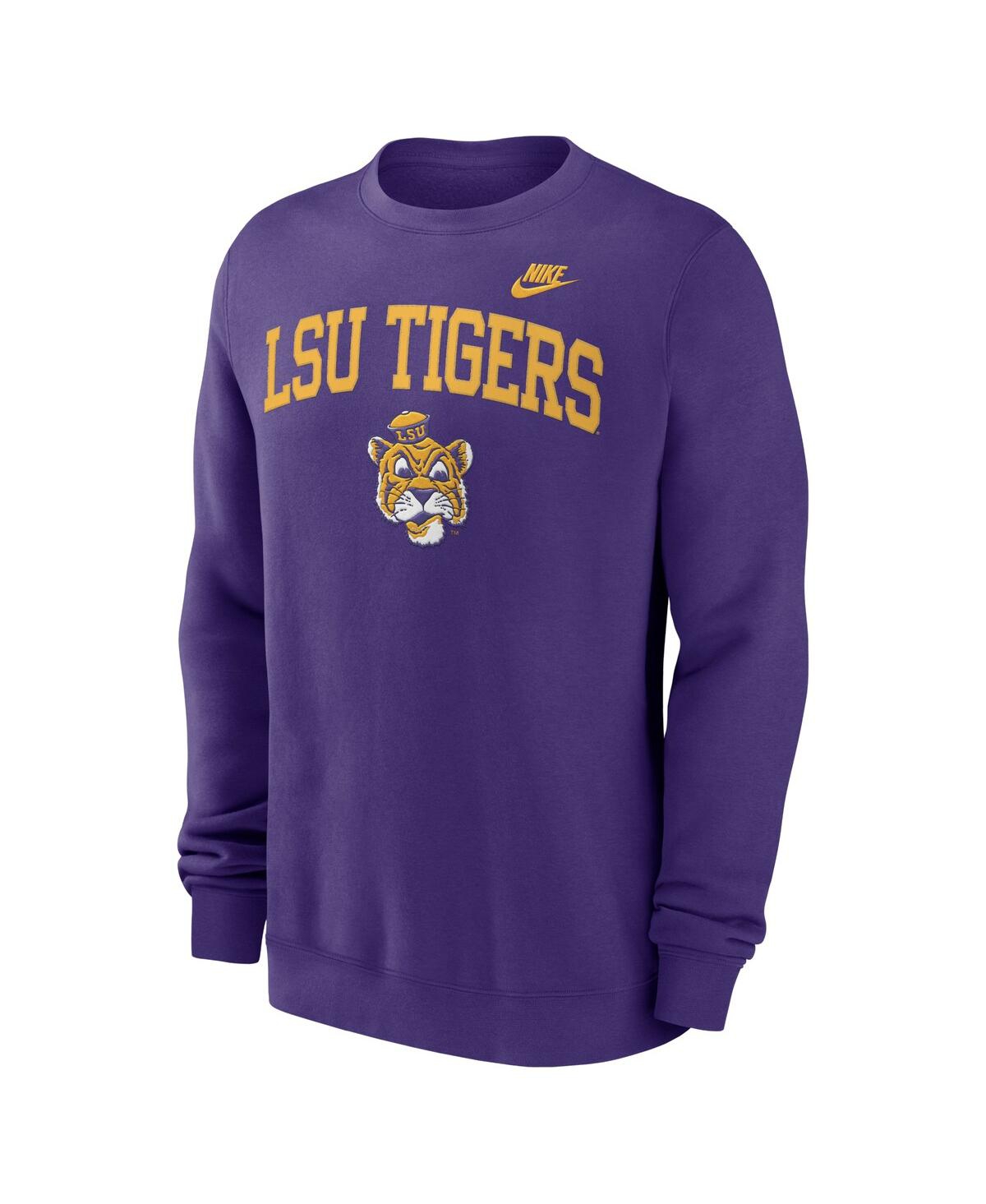 Nike Men'sLsu Tigers Legacy Classic Tackle Twill EmbroideredArch Over Logo Pullover Sweatshirt - Purple