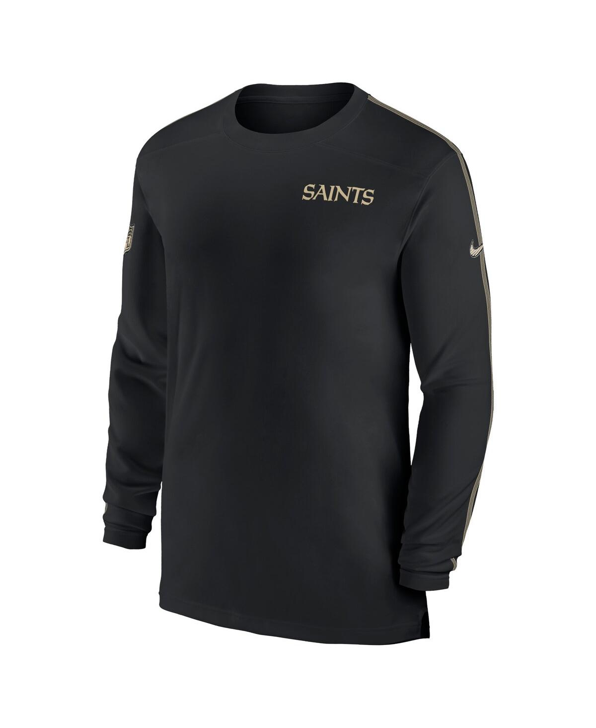 Nike Men'sNew Orleans Saints Sideline Coach Uv Performance Long Sleeve T-Shirt - Black, Gold