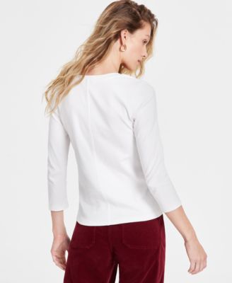 Women’s Scoop-Neck Cotton 3/4-Sleeve T-Shirt 