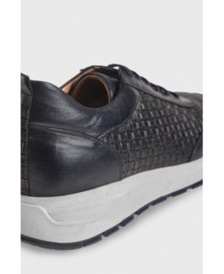 Men's Antique Navy Genuine Leather Knit Shoes