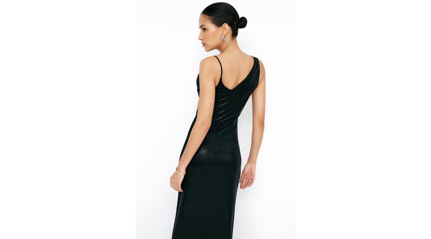 Женское платье Marcella Liberty Metallic Asymmetric-Neckline Column Evening Gown, цвет: Оникс — фото 2