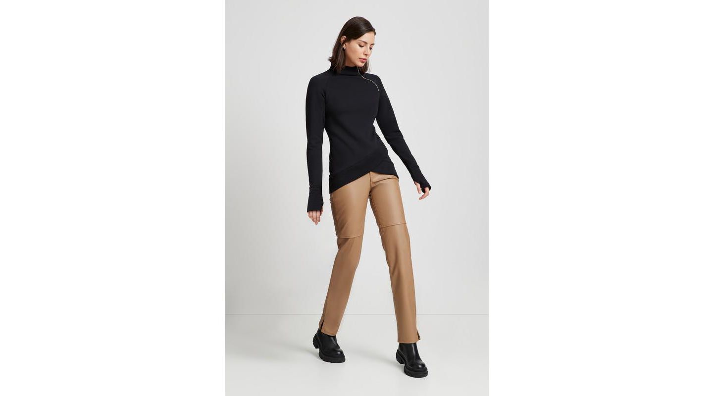 Женский свитшот Marcella Blake Fitted Raglan Mock-Neck Zip, цвет: Чёрный — фото 2