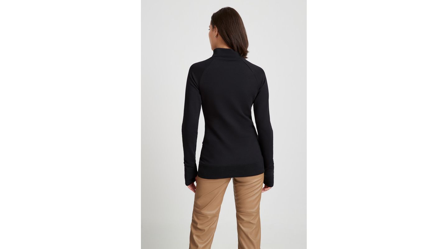 Женский свитшот Marcella Blake Fitted Raglan Mock-Neck Zip, цвет: Чёрный — фото 3